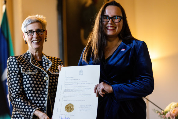 New minister Harriet Shing (right) with Governor Linda Dessau.