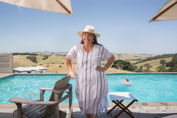 Carolyn Creswell at her farm in Gippsland where she spends holidays with her family. 