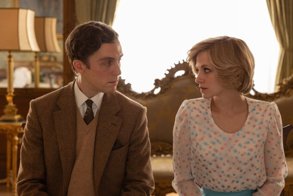 Stewart and Jack Farthing, who plays Prince Charles, in a scene from Spencer.