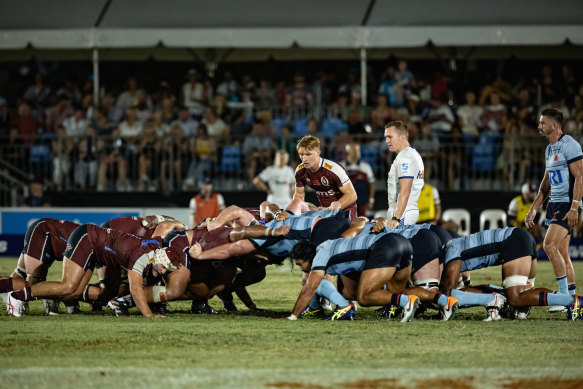 Tate McDermott gets ready to feed a scrum.