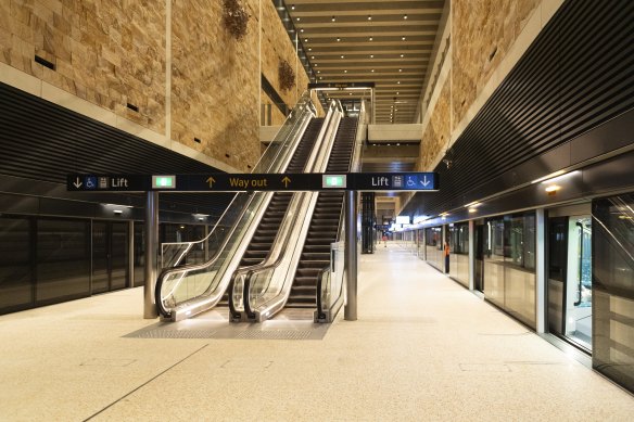 Hickson Road runs over the top of the metro station at Barangaroo.