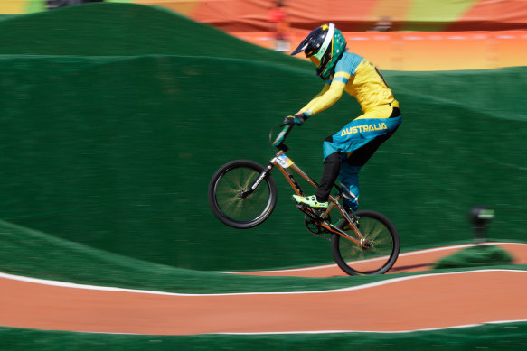 Caroline Buchanan in the BMX racing at the 2016 Rio Olympics. 