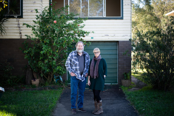 Marge Graham’s nephew, Ian Salkeld, and her friend Susan Mills outside the home in South Lismore.