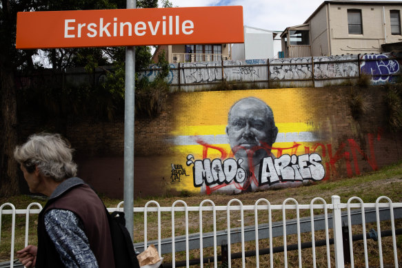 The mural of Resilience NSW Commissioner Shane Fitzsimmons at Sydney’s Erskineville station.