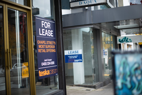 Empty shops on Chapel Street on Friday. 