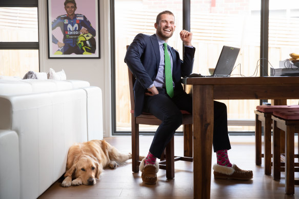 Corporate top, comfy feet ... lawyer Lloyd Toffolon.