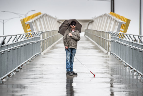 Cameron Logan is vision impaired. He feels unsafe when he shares footpaths and shared use paths with e-scooters and powered skateboards.