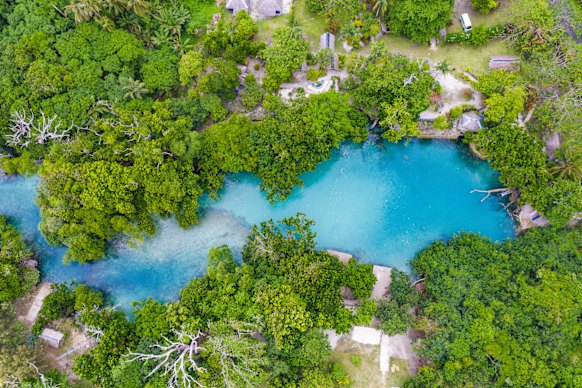 Sapphire swims at the iconic Blue Lagoon.