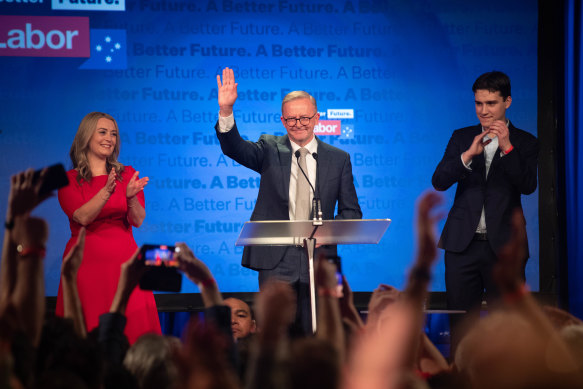 Anthony Albanese on election night. 