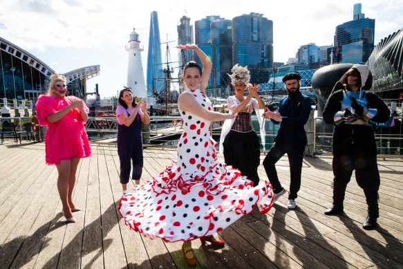 Sydney Fringe Festival performers at the Maritime Museum on Monday. The festival kicks off on August 16. 
