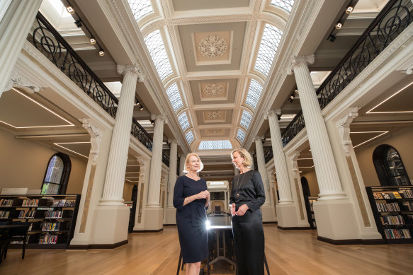 Architect Ruth Wilson and State Library of Victoria CEO Kate Torney in the Queen's Hall.