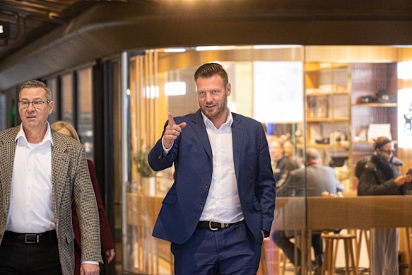 Deputy Liberal leader Sam Groth arrives at the opposition’s budget reply lunch on Friday.
