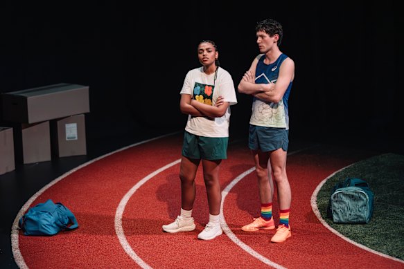 Leigh Lule and Elliot Wood in a scene from Shoelace Chaser.