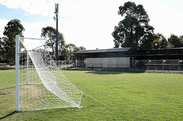The burnt-out pavilion in Glen Waverley.