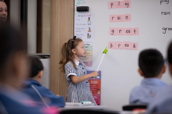 Year 1 students at Docklands Primary School and the new classroom phonics way of learning.