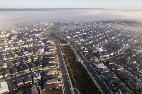 O Marsden Park, fotografado de cima, é uma área em rápido crescimento no noroeste de Sydney. 