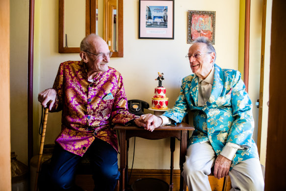 Peter Bonsall-Boone with his partner Peter de Waal at their home.