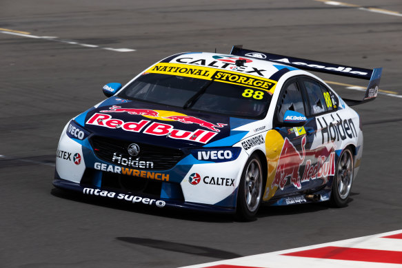 Red Bull Racing's Jamie Whincup drives his Holden in Adelaide on Tuesday.