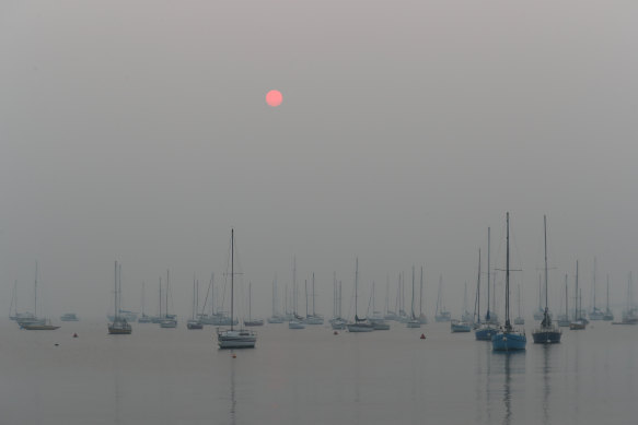 Melbourne was blanketed by smoke on Tuesday morning, as shown here with this picture taken in Williamstown.