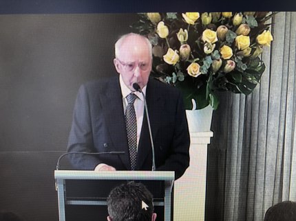Former Prime Minister Paul Keating speaking at the funeral for Paul Murphy.
