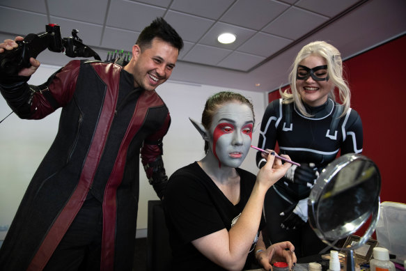 Jayden Rodrigues as Marvel’s Hawkeye, Jen Pryer as Nightingale Dunmer Elf, and Annabelle Young as Marvel’s Black Cat.