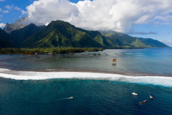 Teahupo’o, one of the most iconic surf spots in the world, and scene of an ongoing stoush over the environment impact of Paris 2024.