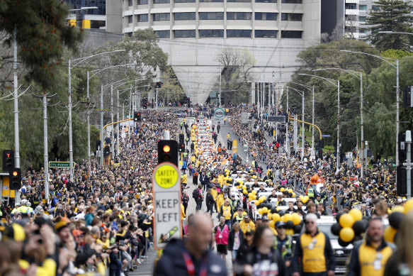 The way we were. The grand final parade in 2019, in Melbourne.