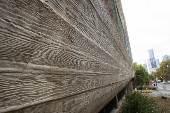 A closer inspection of the surface of the car park’s concrete walls reveals the fine detail in its design.