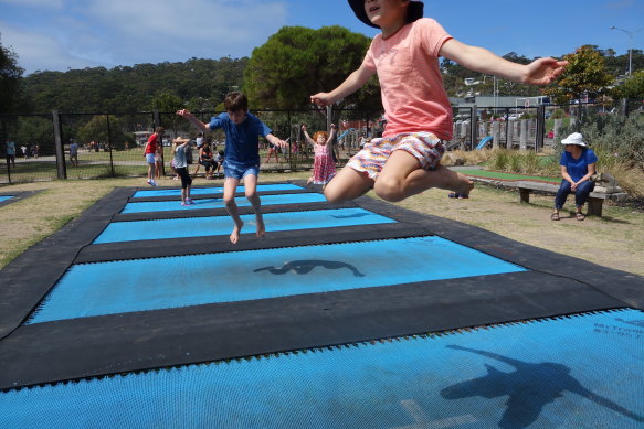 Children bounce on the Lorne trampolines when they were still open in 2020. 