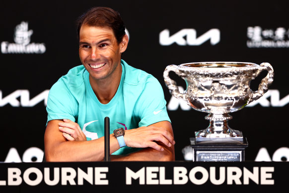 Rafael Nadal was all smiles after winning his 21st grand slam.