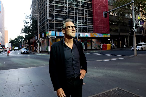 Philip Vivian of Bates Smart outside the old Bank of China offices  on York Street Wynard in Sydney’s CBD.  His architecture practice is converting  the block to a hotel, Motto by Hilton, to be completed in late 2027, in an adaptive reuse project that will minimise carbon. 