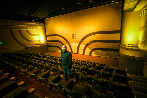 Projectionist Rob Murphy at the Sun Theatre in Yarraville, an Art Deco gem. 