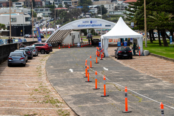 No queues at the Bondi Beach testing clinic on Sunday. 