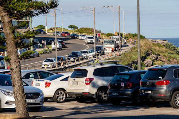 Parking spaces are at a premium at Sydney’s beaches, such as Maroubra, in summer.