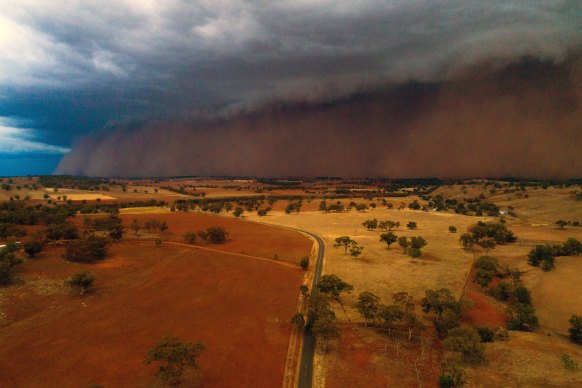 The view from west of Orange, NSW, on Sunday. 