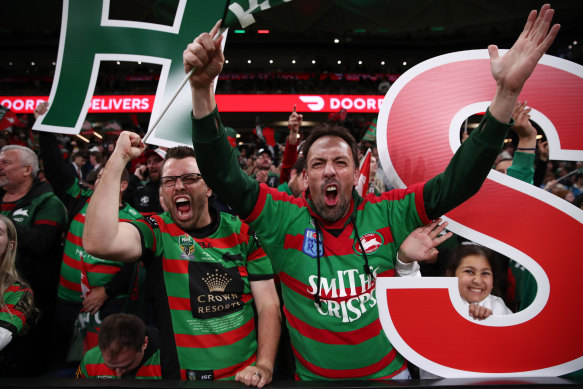 Rabbitohs fans in full voice.