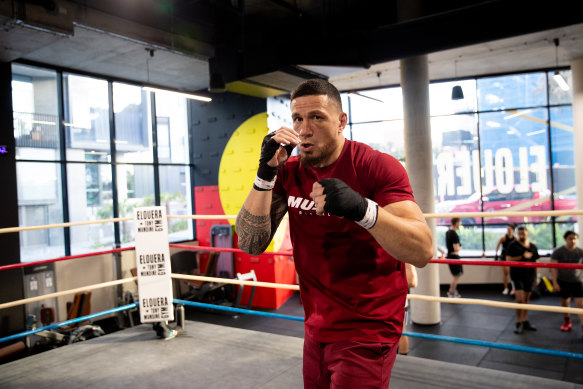 Sonny Bill Williams in training for the fight with Mark Hunt.