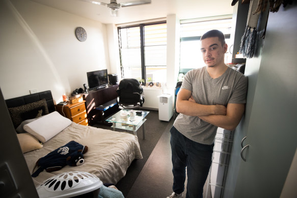 Hayden Willis was at high risk of homelessness when he moved into the Foyer at the end of 2017, having missed 100 days of school while his father was in and out of prison. 