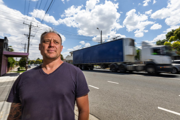 Glen Yates lives in Yarraville near Somerville Road, one of Melbourne’s busy residential freight routes.