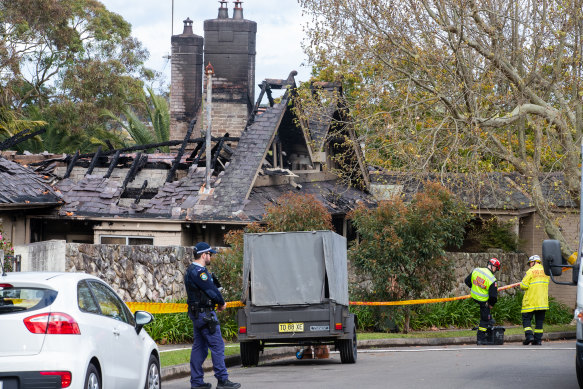 The mansion was gutted by fire.