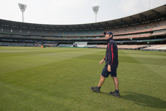 Matt Page walks the MCG on Monday ahead of the Boxing Day Test.