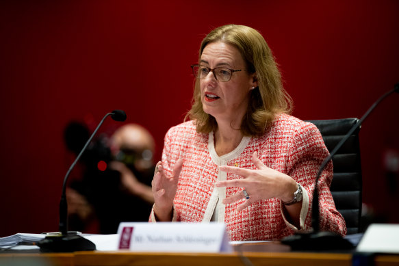 Acting PwC Australia chief  Kristin Stubbins at a NSW parliamentary inquiry hearing into consulting firms on Monday.