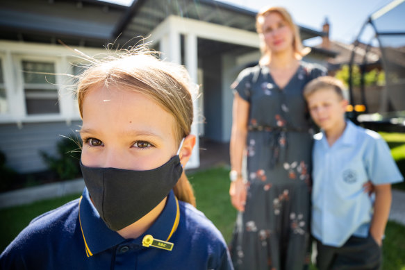 Natalie Gamble with her children Sophie nine, and Max, seven.