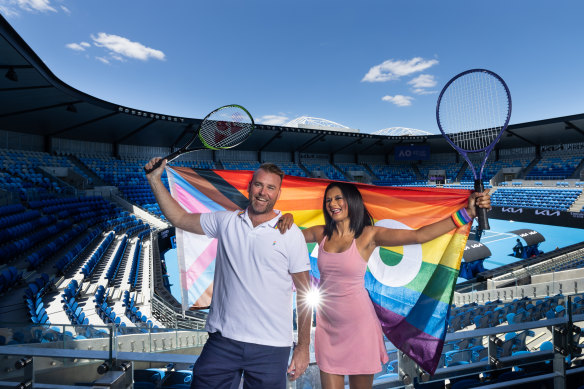 Tennis players Adam Watson and Nikki Cauchi can’t wait for the Glam Slam LGBTQ tournament at the Australian Open. 