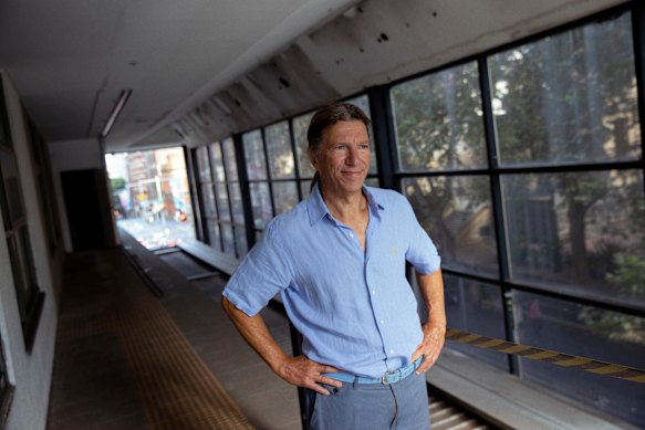 Hotel mogul Jerry Schwartz in the old monorail station at World Square.