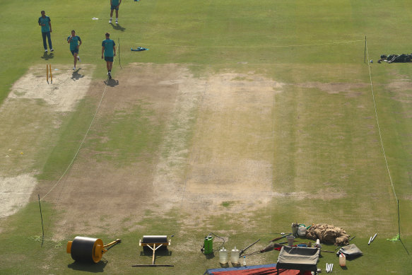 The pitch on show during Australia’s training session today.