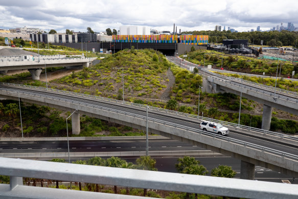 The final stretch of the Sydney Gateway motorway extends from a WestConnex interchange at St Peters, pictured.