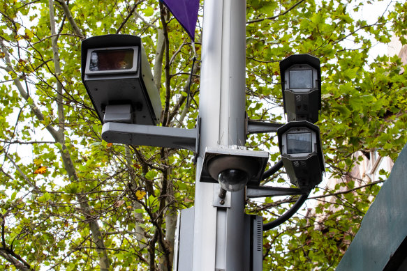 Revenue raiser: the red light and speed cameras on the corner of Oxford and Crown streets in Darlinghurst.