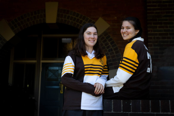 Sydney Girls High School students Caitlin McManus-Barrett, left, and Anne-Marie Schlesinger.