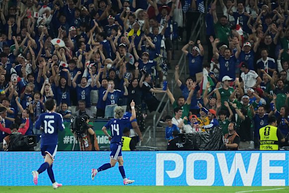 The Japanese supporters inside the stadium enjoyed that third goal.
